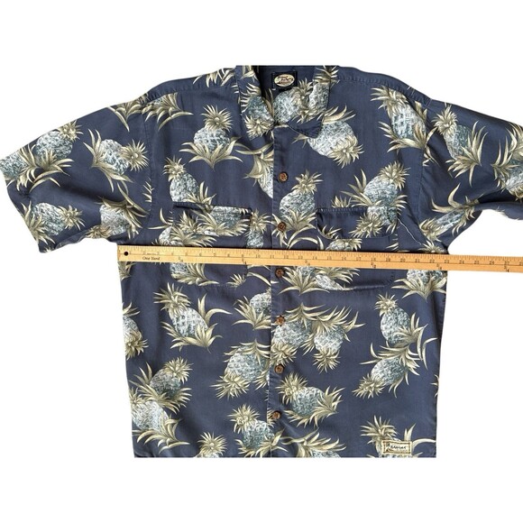 Tommy Bahama Button Down Shirt Men's Med Blue Pineapple 100% Rayon Camp Collar - Picture 6 of 10